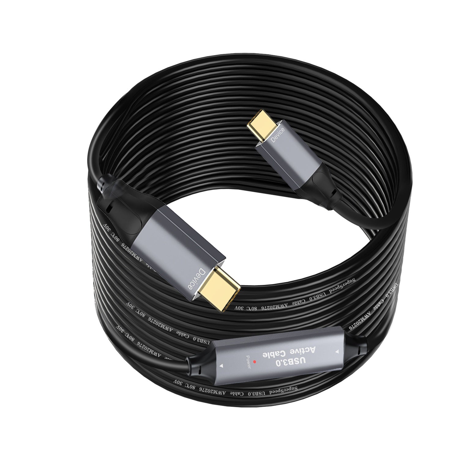 NÖRDIC 10m Aktiv USB 3.0 C till C-kabel, 5Gbps Super Speed USB-kabel