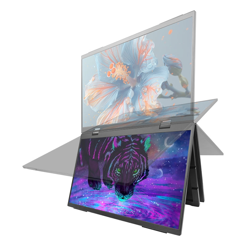 NÖRDIC 15.6" Portable Dual IPS Monitor Laptop Monitor Extension, FHD 1080p