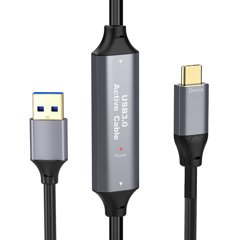 NÖRDIC 15m Aktiv USB 3.0 A till C Kabel, 5Gbps Super Speed USB-kabel Kompatibel med VR, Kamera, Dockningsstation och mer