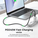 NÖRDIC 1,5 m USB4 USB-C till C nylonflätad kabel PD3.1 240W 40G 8K60Hz 4K144Hz svart