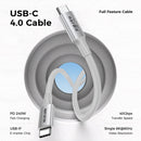 NÖRDIC 1.5m USB4 USB-C till C nylonflätad kabel PD3.1 med 240W snabbladdning 40G 8K60Hz 4K120Hz 5K60Hz 2x4K60Hz Emarker