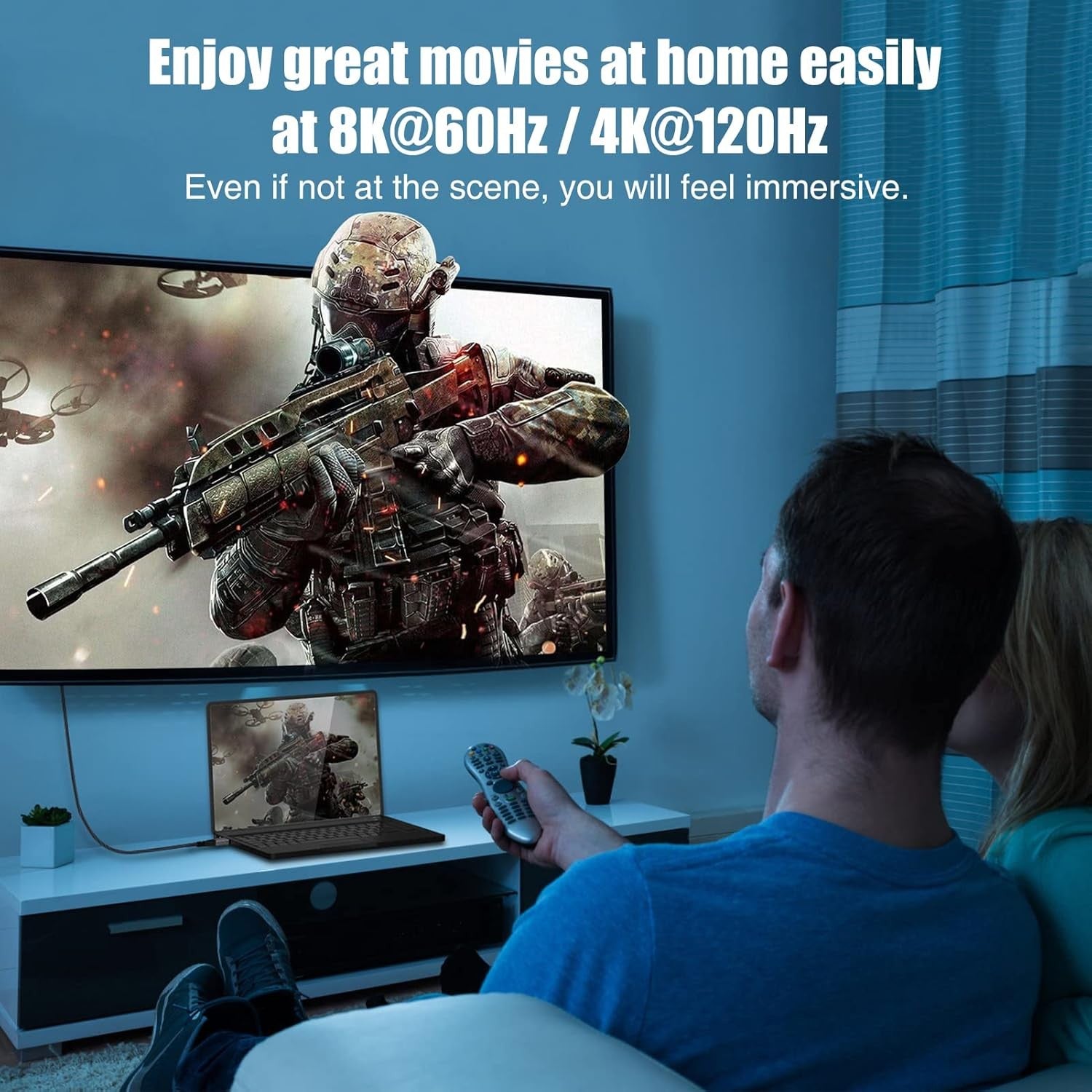 NÖRDIC 15m aktiv AOC Optisk Fiberkabel HDMI 2.1 8K 60Hz 4K 120Hz 48Gbps Dynamic HDR, eARC, VRR kompatibel med RTX 3080 3090