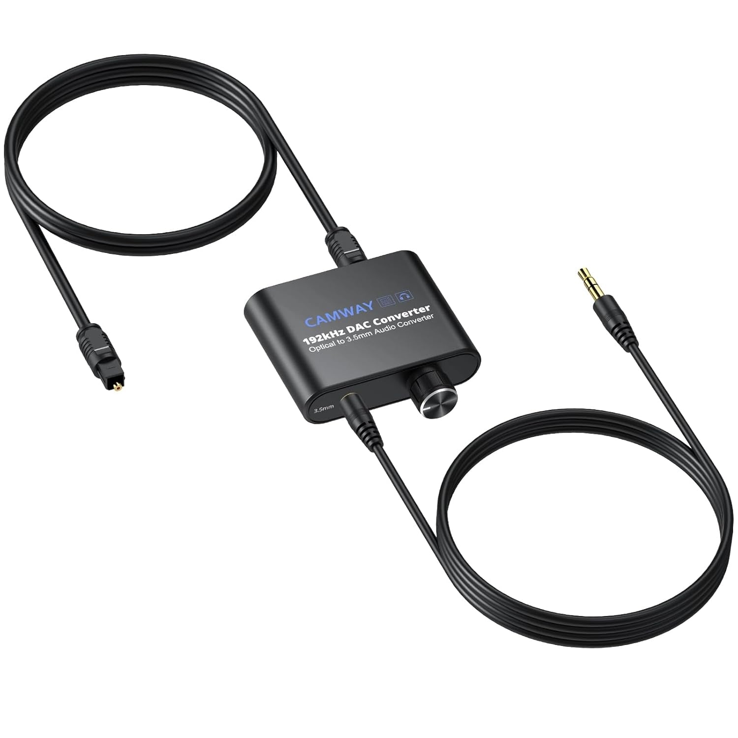 NÖRDIC 192 kHz Digital till analog ljudomvandlare, SPDIF optisk till 3,5 mm adapter med 1 m optisk kabel + 1 m 3,5 mm ljudkabel