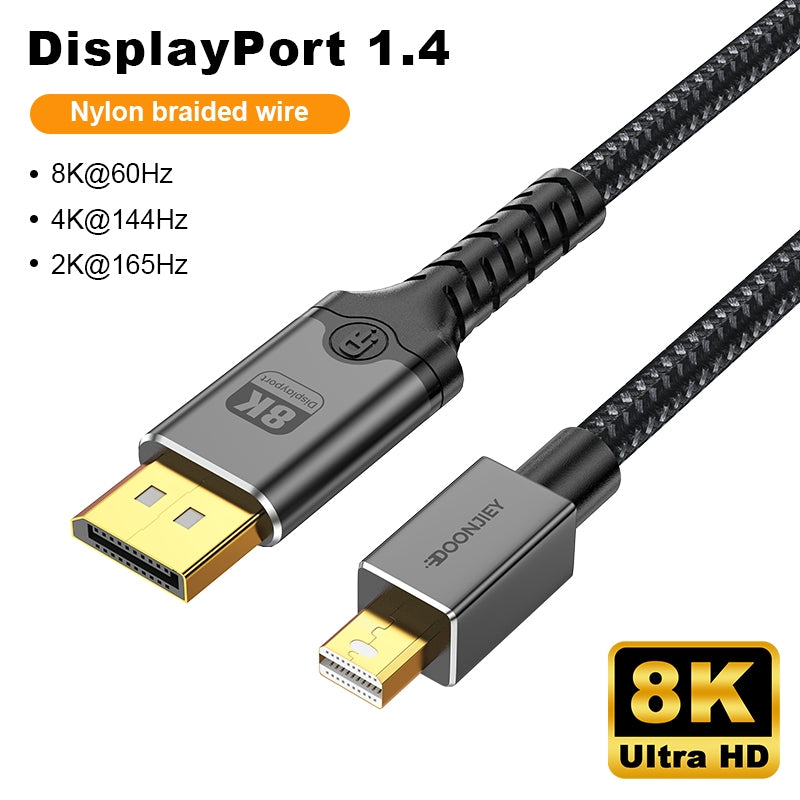 NÖRDIC 1m Mini DisplayPort till DisplayPort-kabel 8K@60Hz 4K@240Hz 32.4Gbps