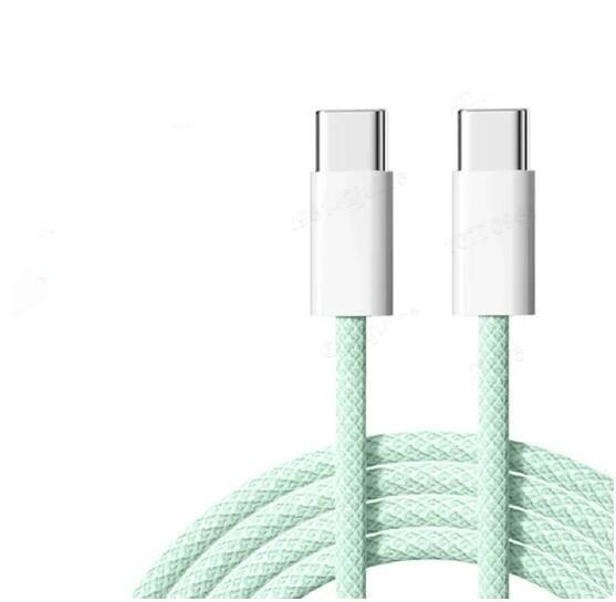 NÖRDIC 1m USB 2.0 USB-C till C kabel för iPhone 15/15 Pro/15 Plus/15 Pro Max 2,4A 480Mbps 60W grön
