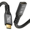 NÖRDIC 1m USB3.2 Gen2 20Gbps USB-C till C nylonflätad förlängningskabel med Power Delivery 240W 4K60Hz