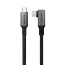 NÖRDIC vinklad 1m USB4 USB-C till C nylonflätad kabel PD3.1 240W 40G 8K60Hz 4K144Hz grå