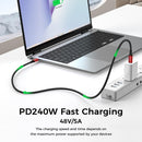 NÖRDIC 1m USB4 USB-C till C nylonflätad kabel PD3.1 240W 40G 8K60Hz 4K144Hz röd