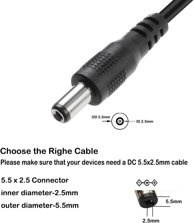 NÖRDIC 1m USB-A Cable to 5.5x2.5mm DC