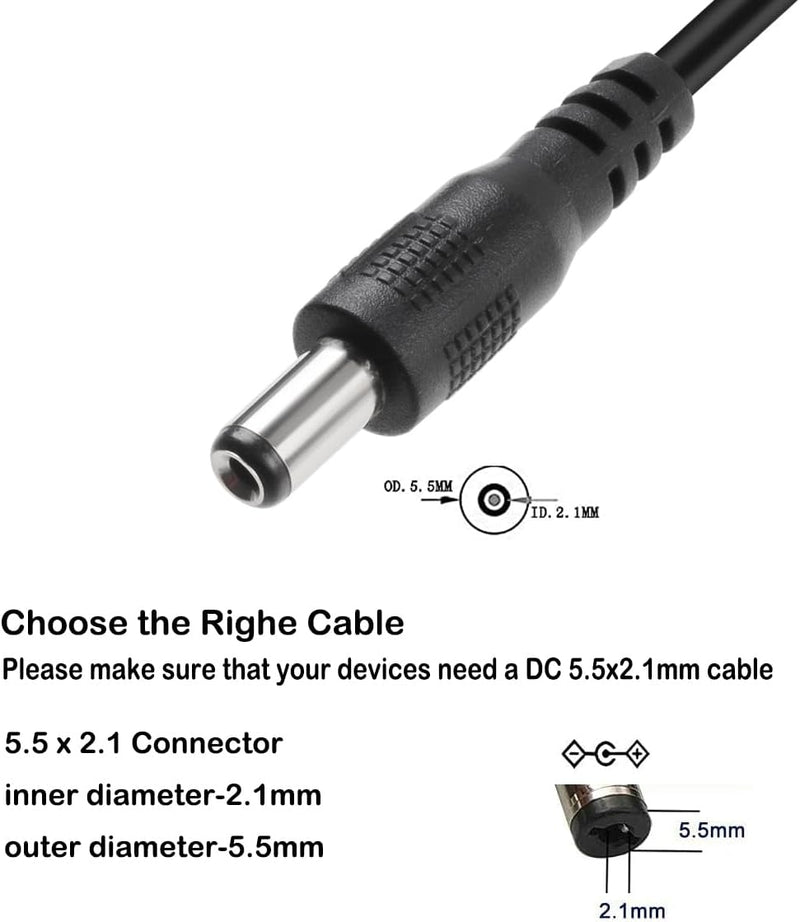 NÖRDIC 1m USB-A cable to DC 5.5x2.1mm 2A