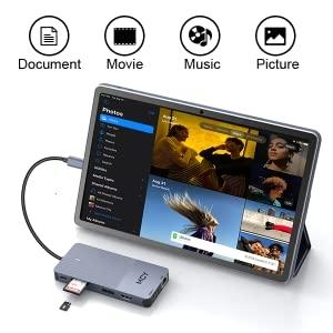 NÖRDIC 1 till 11 USB-C DisplayLink dockningstation för tre monitorer 2xHDMI 4K60Hz 1xDP4K60Hz  DP87W Thunderbolt 3/4