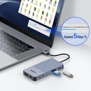 NÖRDIC 1 till 11 USB-C DisplayLink dockningstation för tre monitorer 2xHDMI 4K60Hz 1xDP4K60Hz  DP87W Thunderbolt 3/4