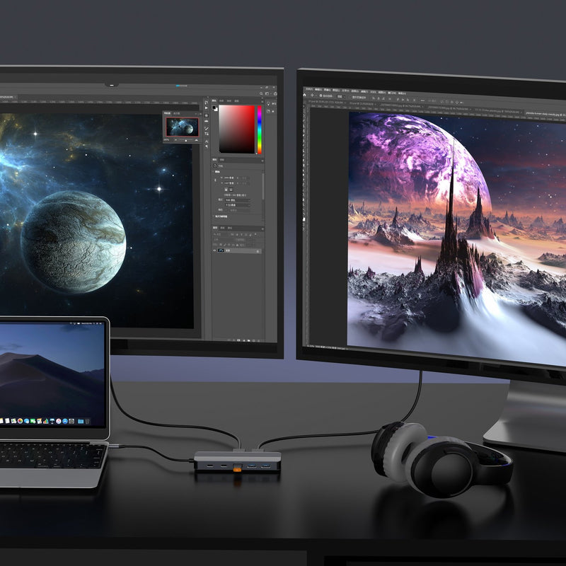 NÖRDIC 1 to 12 USB-C Docking station Dual Display 1xHDMI 4K60Hz 1xDP 4K60Hz