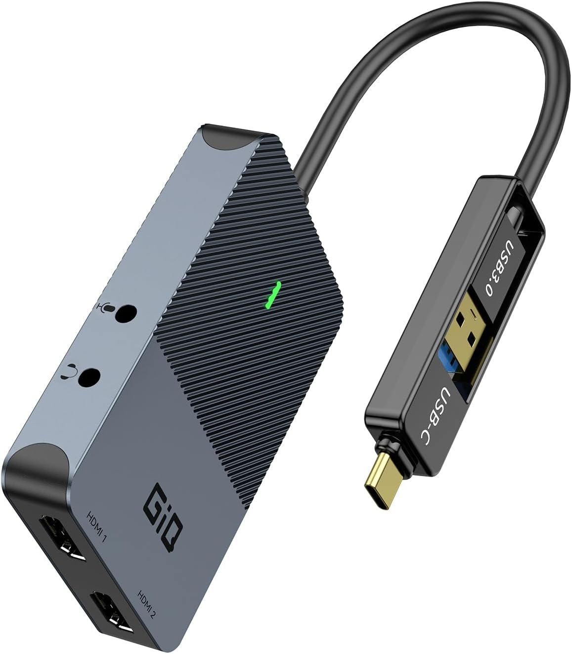 NÖRDIC DisplayLink 1 till 4 Docking Station 2xHDMI 2K@60Hz USB-A & USB-C Kompatibel med USB 4,Windows och Mac1