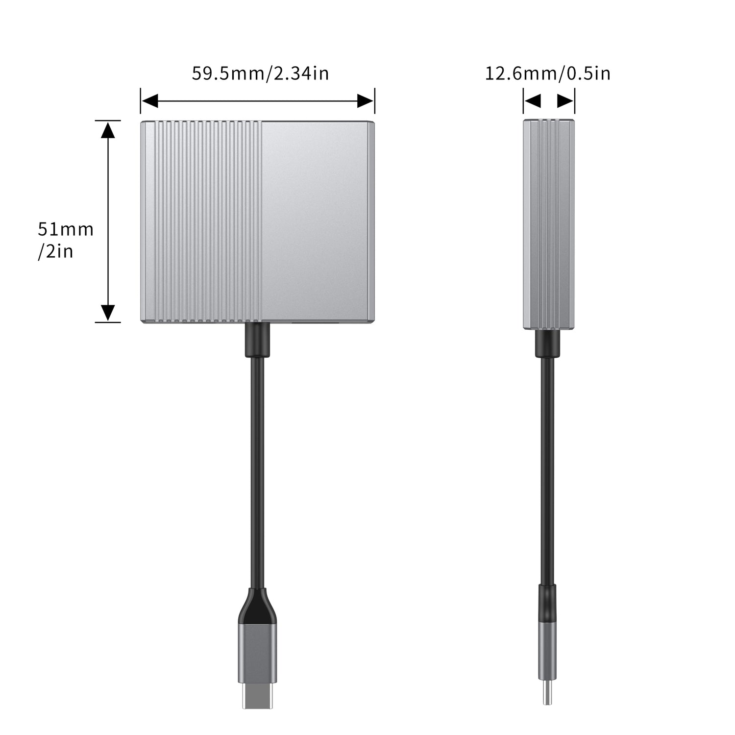 NÖRDIC 1 till 4 USB-C Dockningsstation 1xHDMI-4K60Hz, 1xDP-4K60Hz Dubbla skärmar 1xUSB-C PD100W 1xUSB-A 5G