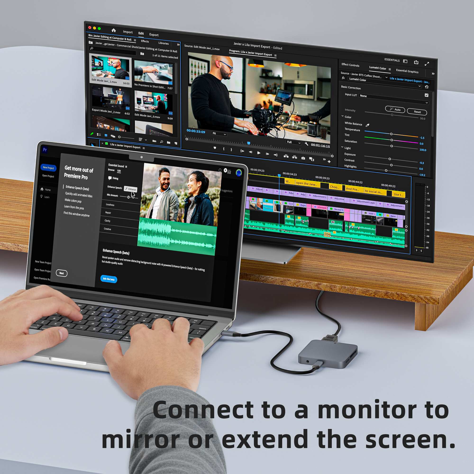 NÖRDIC  1 to 9 USB-C Docking station HDMI4K60Hz, 1xUSB-C 10G, 1xUSB-10A 5G, 1xUSB-C 100W, 1xM2 SSD 2230, 1x Stereo 3.5mm, 1x SD/MicroSD