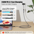 NÖRDIC 25cm USB3.2 Gen2 20Gbps USB-C till C nylonflätad förlängningskabel med Power Delivery 240W 4K60Hz