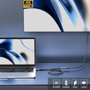 NÖRDIC 25cm USB3.2 Gen2 20Gbps USB-C till C nylonflätad förlängningskabel med Power Delivery 240W 4K60Hz