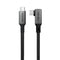 NÖRDIC vinklad 25cm USB4 USB-C till C nylonflätad kabel PD3.1 240W 40G 8K60Hz 4K144Hz grå