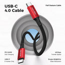 NÖRDIC 50cm USB4 USB-C till C nylonflätad kabel PD3.1 240W 40G 8K60Hz 4K144Hz röd