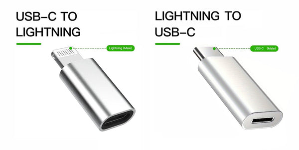 NÖRDIC 2 i 1 Adapter kit USB C ha till Lightning hona och Lightning ha till USB C ho (non-MFI) Aluminium Space Grey