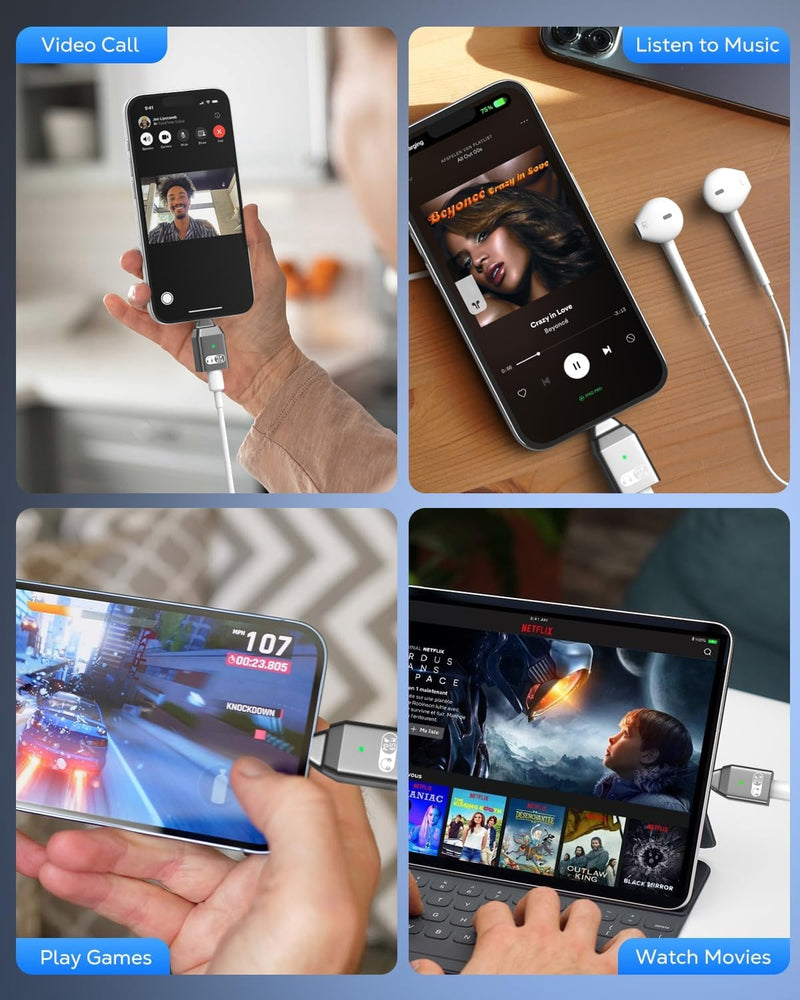 NÖRDIC USB-C till Lightning + USB-C Adapter för Ljud och Snabb laddning 45W