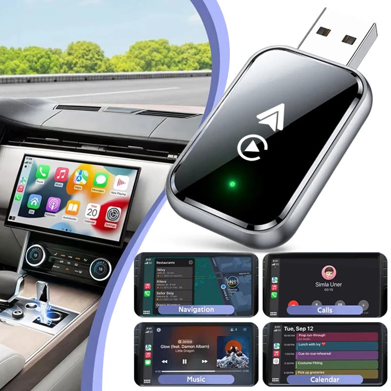 NÖRDIC 2-i-1 trådlös Android CarPlay-dongel, med USB-C-adapter, Plug & Play, WiFi 5,8 GHz, stöder iOS 10+ och Android 11+