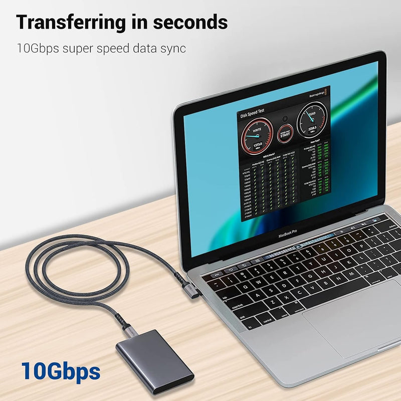 NÖRDIC 2m 10Gbps 5A Power Delivery PD100W med Emarker USB3.2 Gen2 USB-C till C kabel snabb laddning