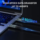 NÖRDIC 2m Thunderbolt 5 kabel 80Gbps dataöverföring 240W laddning 120Gbps bandbredd 16K60Hz 8K60Hz 4K540Hz