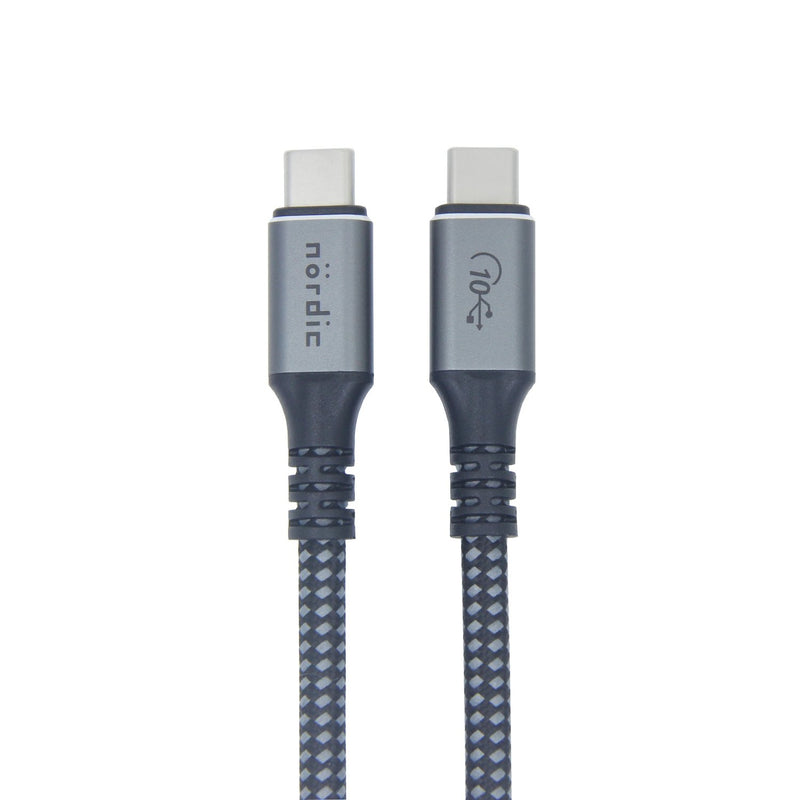 NÖRDIC 2m USB3.2 Gen2 SuperSpeed USB 20Gbps USB-C till C nylonflätad kabel med Power Delivery 100W, 4K60Hz video och Emarker