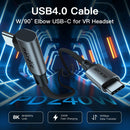 NÖRDIC vinklad 2m USB4 USB-C till C nylonflätad kabel PD3.1 240W 40G 8K60Hz 4K144Hz grå