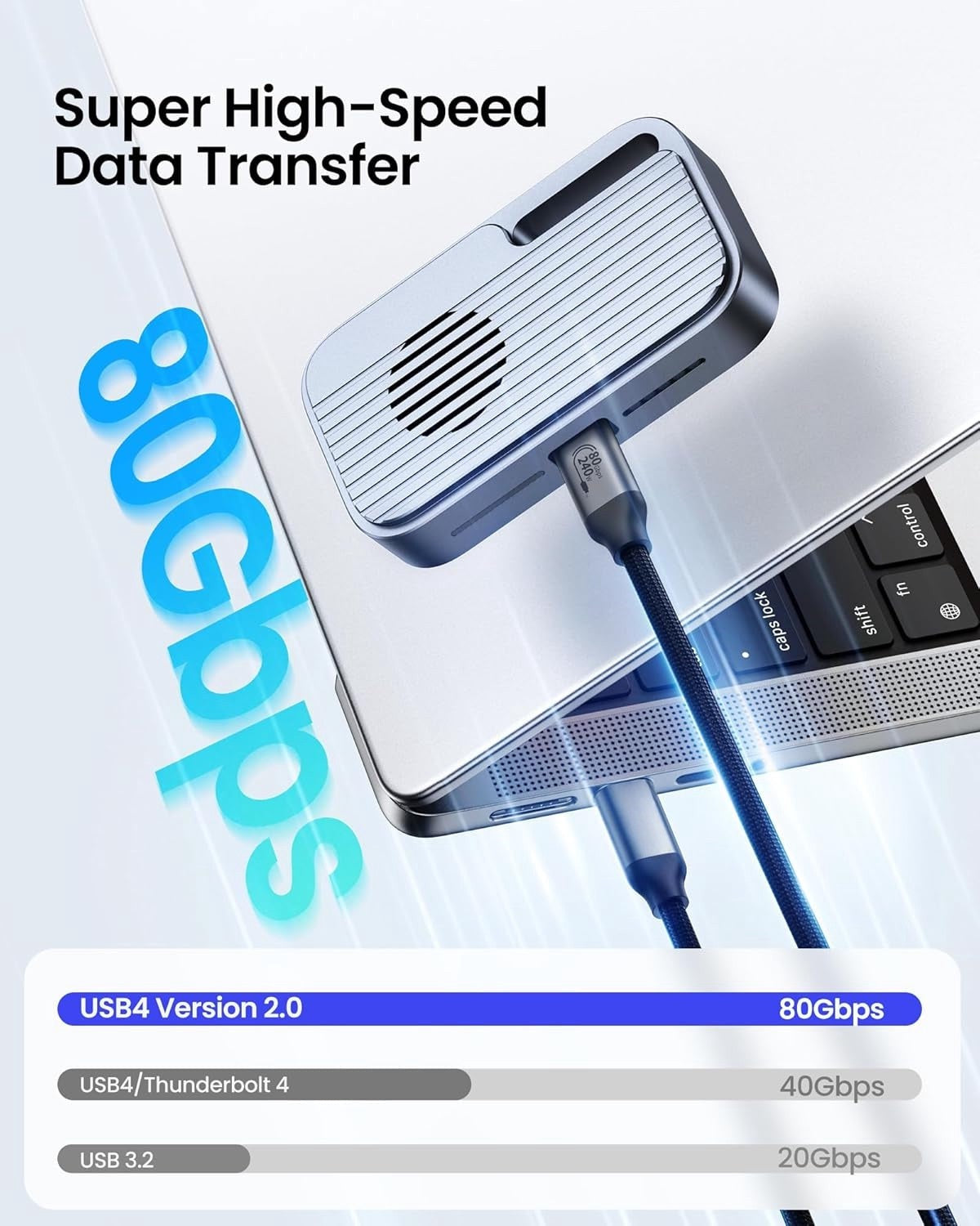 NÖRDIC 2m USB4 V2.0 120G 16K 240W kompatibel med Thunderbolt