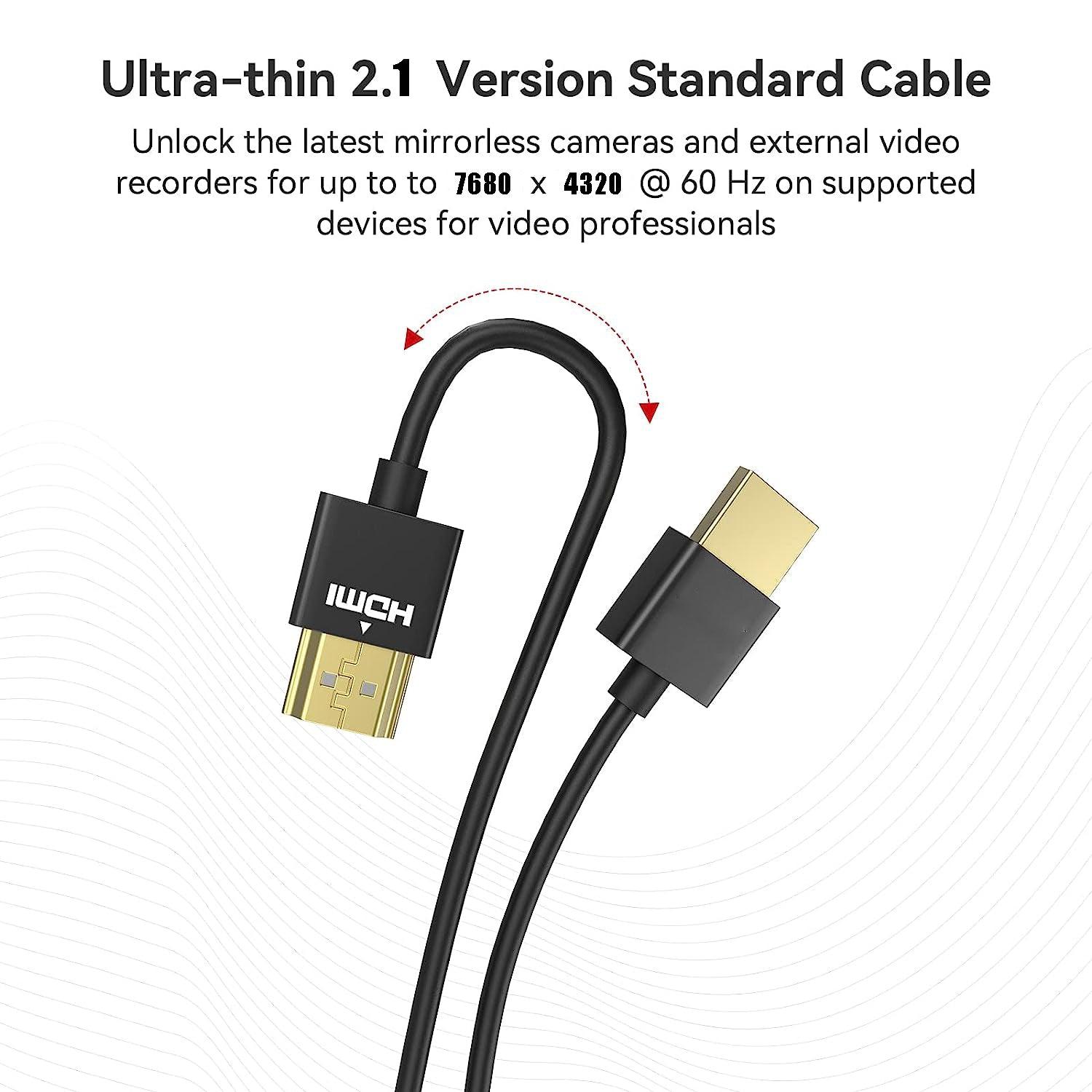 NÖRDIC 2m slim Ultra High Speed HDMI2.1 8K 60Hz 4K 120Hz 48Gbps Dynamic HDR eARC Game Mode VRR Dolby ATMOS