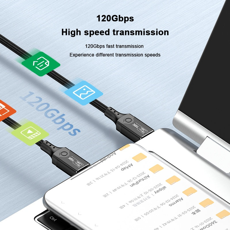 NÖRDIC 2m vinklad USB4 V2.0 120G 16K 240W kompatibel med Thunderbolt