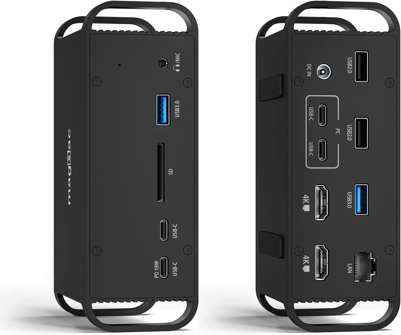 NÖRDIC 2 till 14 USB-C Macbook dockningstation dubbla monitorer 2xHDMI 4K60Hz 7xUSB 1xUSB-C PD100W 1xRJ45 1xAudio 1xSD Thunderbolt 3/4 USB4