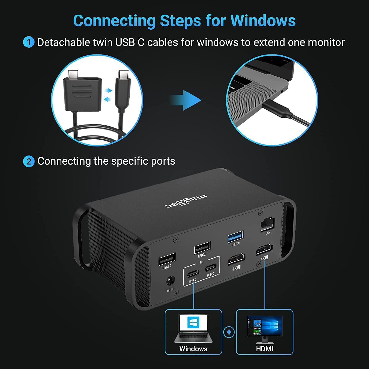 NÖRDIC 2 till 14 USB-C Macbook dockningstation dubbla monitorer 2xHDMI 4K60Hz 7xUSB 1xUSB-C PD100W 1xRJ45 1xAudio 1xSD Thunderbolt 3/4 USB4
