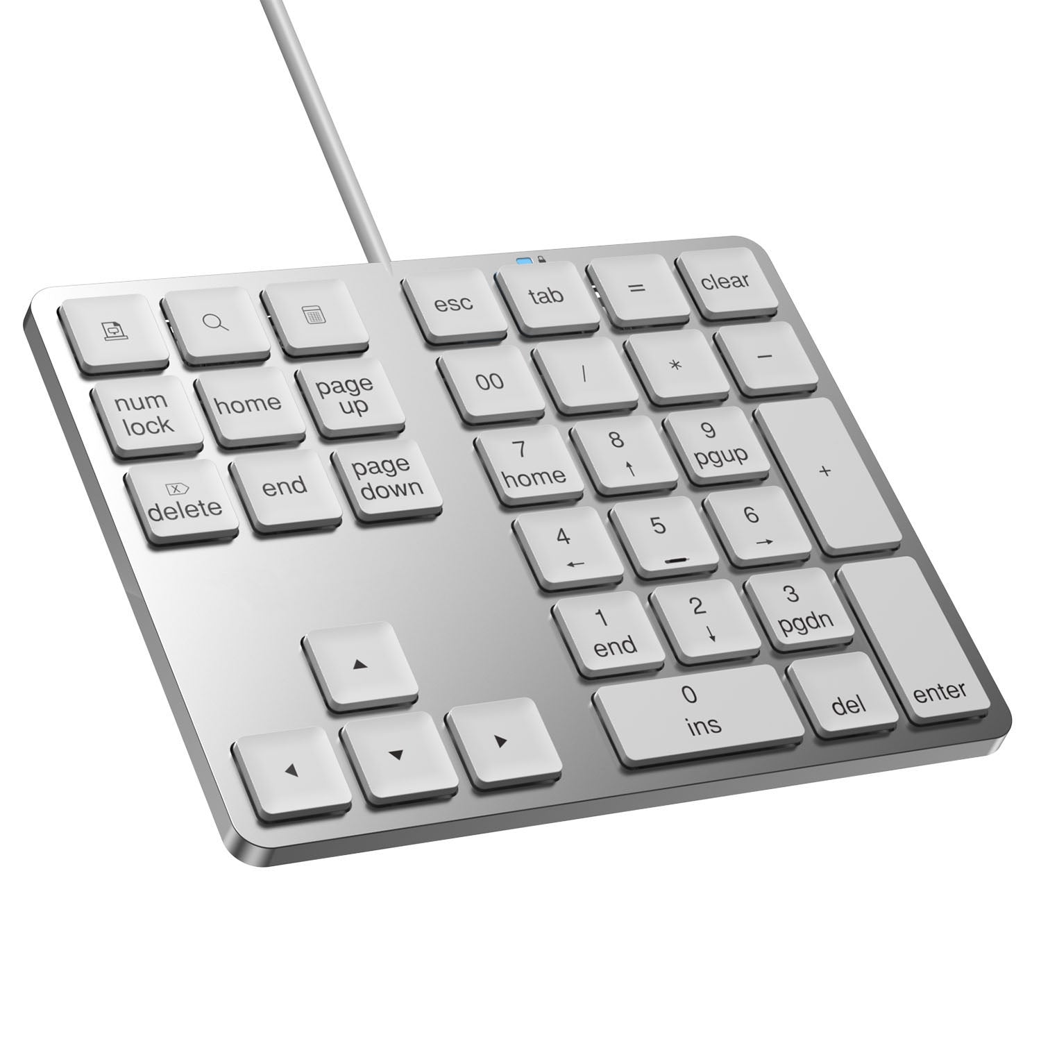 NÖRDIC USB-C Numerisk knappsats med kabel, 34 tangenter, 2×USB-A + 1×USB-C för laddning