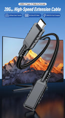 NÖRDIC 3m USB3.2 Gen2 20Gbps USB-C till C nylonflätad förlängningskabel med Power Delivery 240W 4K60Hz