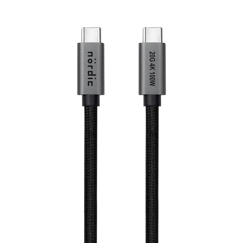 NÖRDIC 3m USB3.2 Gen2 SuperSpeed USB 20Gbps USB-C till C nylonflätad kabel med Power Delivery 100W, 4K60Hz video och Emarker