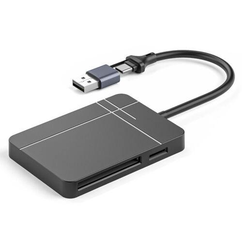 NÖRDIC 4 i 1 USB-A/C kortläsare SD/MicroSD/CF/TF/MS 5Gbps UHS-II 1TB