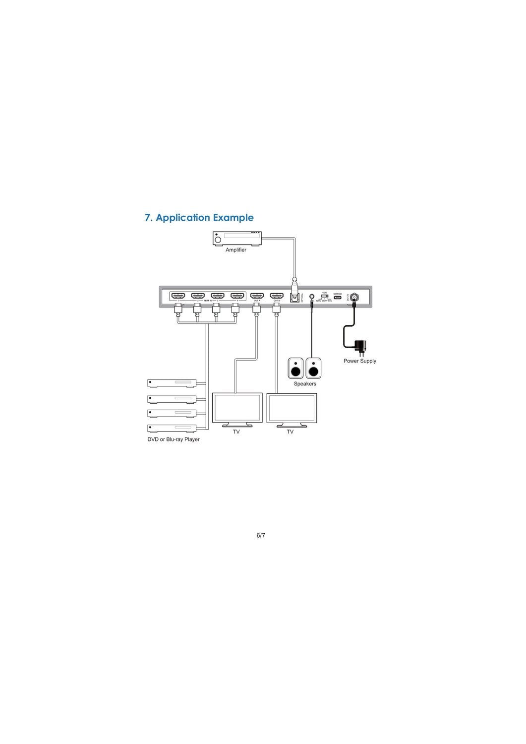 NÖRDIC 4K HDMI 2.0 Matrix 4x2 switch med Extractor Toslink & Stereo EDID HDR Dolby ARC