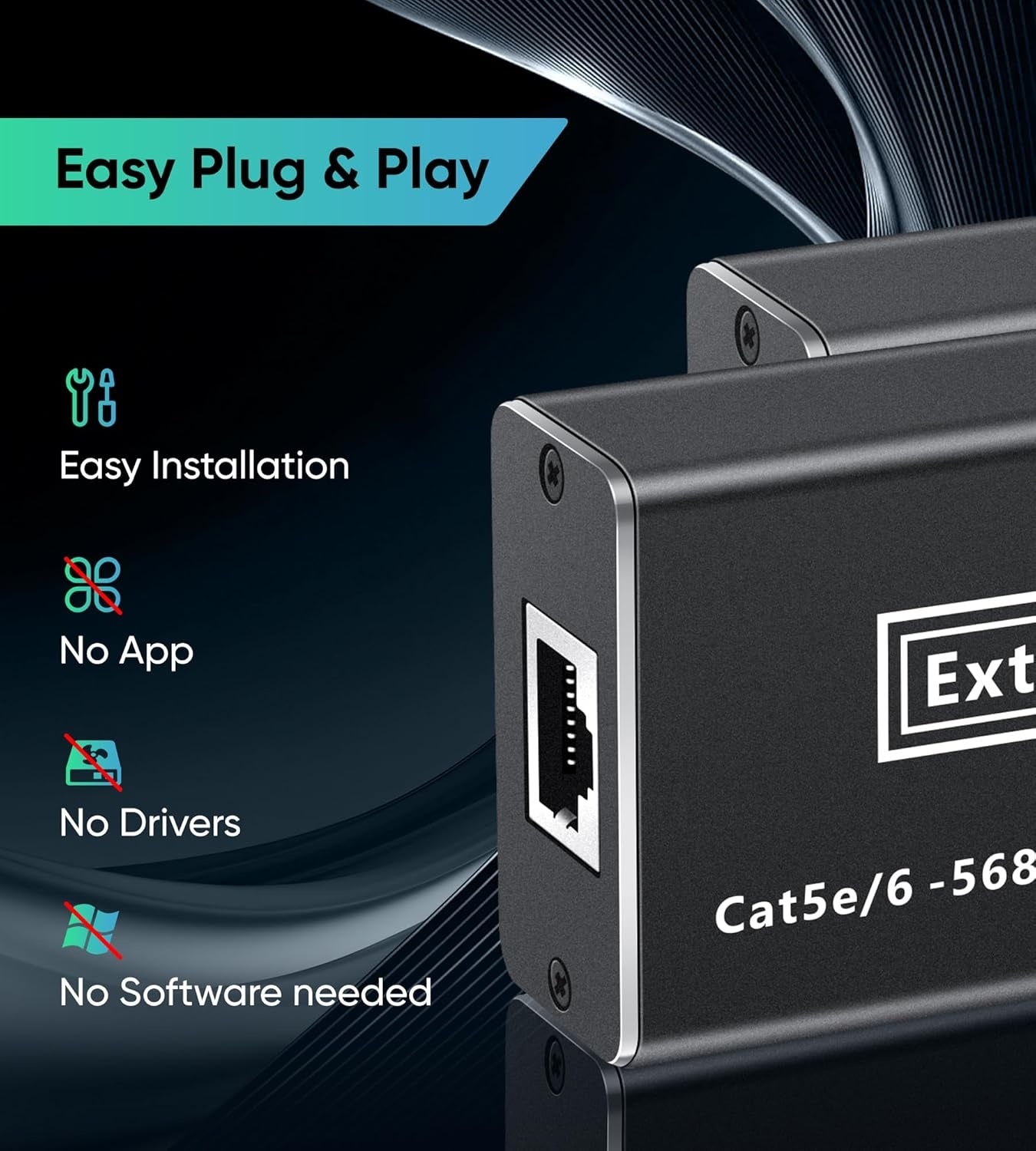 NÖRDIC 50m HDMI Extender Over Cat 5e/6/7, Full HD 1080P, EDID, Deep Color, Dobly Digital/DTS