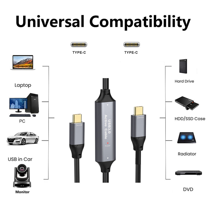 NÖRDIC 5m Aktiv USB 3.0 C till C-kabel, 5Gbps Super Speed USB-kabel