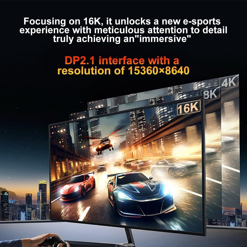 NÖRDIC 5m bidirektionell USB-C till DisplayPort 2.1 kabel 16K60Hz 8K240Hz/120Hz 4K240/165/144/60 HDR HDCP2.3