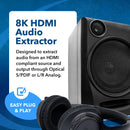 NÖRDIC 8K HDMI 2.1 ARC Extractor - SPDIF + 3.5mm extrahering, HDMI CEC Dolby Digital/DTS, Atmos, Dolby Vision, HDR10+