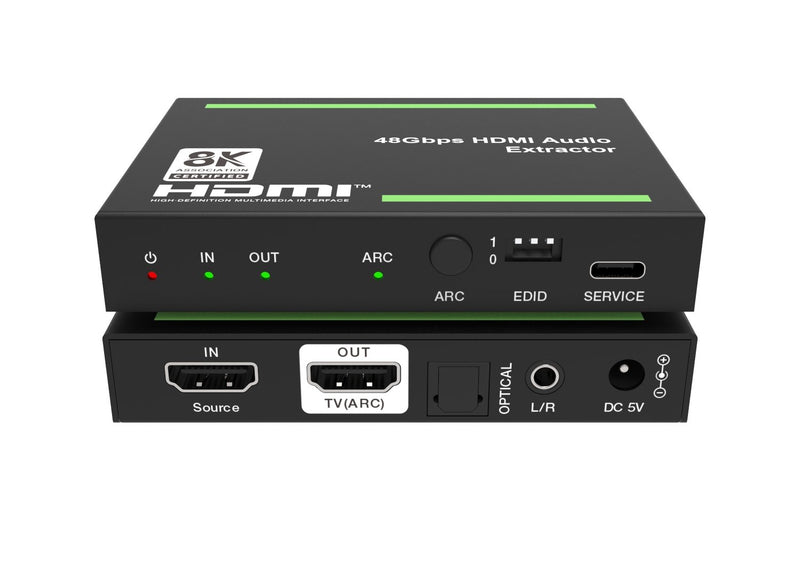 NÖRDIC 8K HDMI 2.1 eARC/ARC Extraktor - SPDIF + 3.5mm extrahering, HDMI CEC Dolby Digital/DTS, Atmos, Dolby Vision, HDR10+