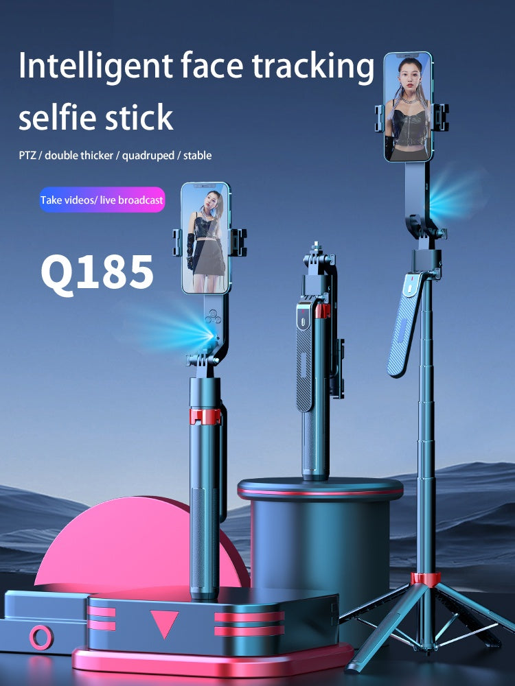NÖRDIC AI Auto Face Tracking Selfie-stick – 360° rotation + 270° tilt, 4-i-1 mobilstativ, 180 cm stativ i aluminium med 4 ben