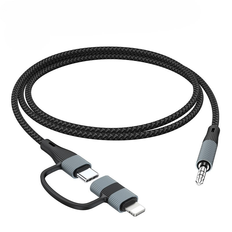 NÖRDIC Audio-adapter USB-C/Lightning till 3,5 mm stereo 13 cm