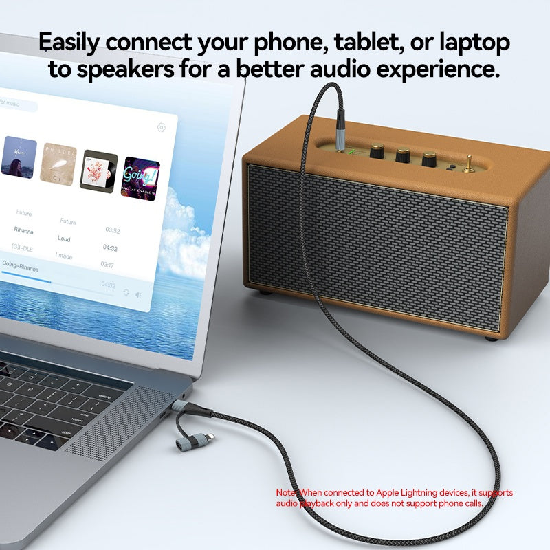 NÖRDIC Audio-adapter USB-C/Lightning till 3,5 mm stereo 13 cm