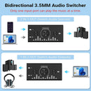 NÖRDIC Bi-Directional 3,5 mm jack ljudswitch 2 in 1 ut / 1 in 2 ut analog tyst stereoljud switch med volymkontroll